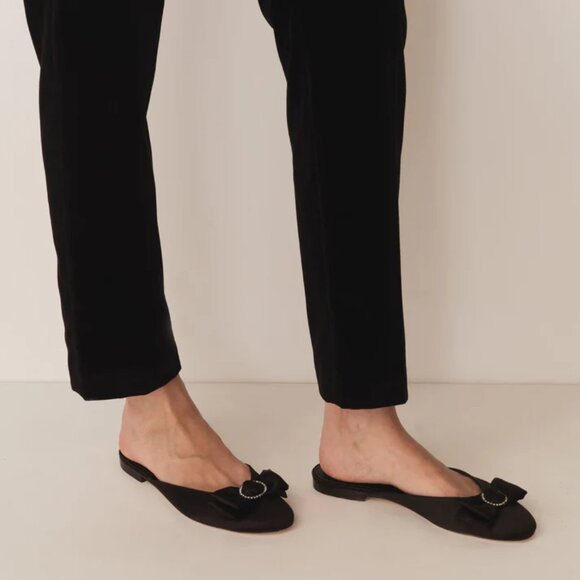 Doen Tilly Bow Mule in Black Satin 38 - Picture 2 of 7